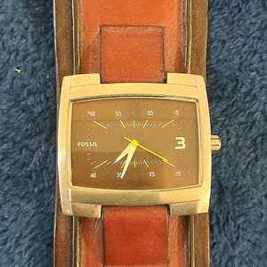 Fossil Old School Men's wide strap Brown leather